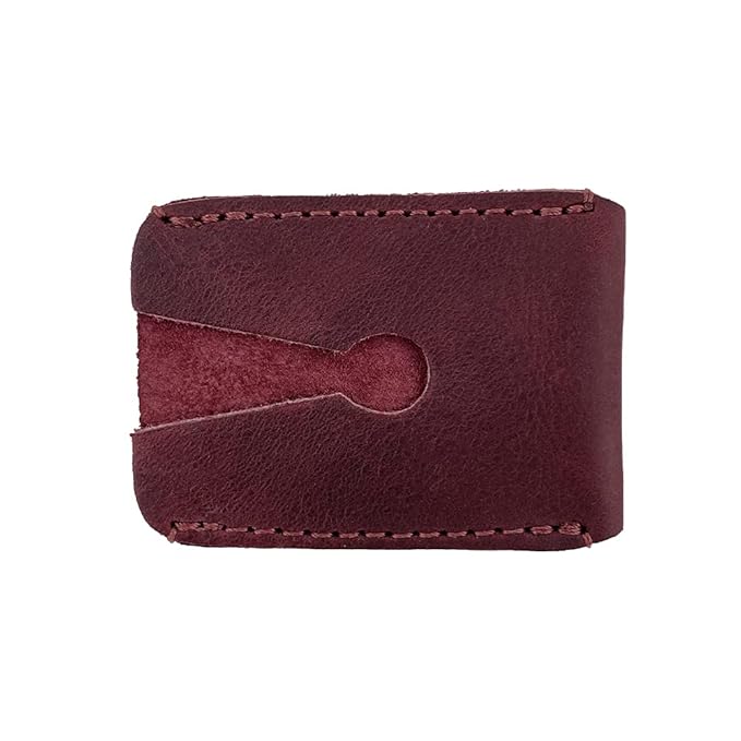Hide & Drink, Leather Double Edge Safety Razor Head Protective Sheath, Shaving Travel Cover Handmade (Sangria)