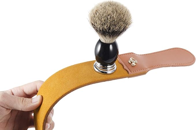 Grandslam Leather Strop for Straight Razor Sharpening and Smooth - Professional Straight Razor Knife Cowhide Dual Strop Yellow
