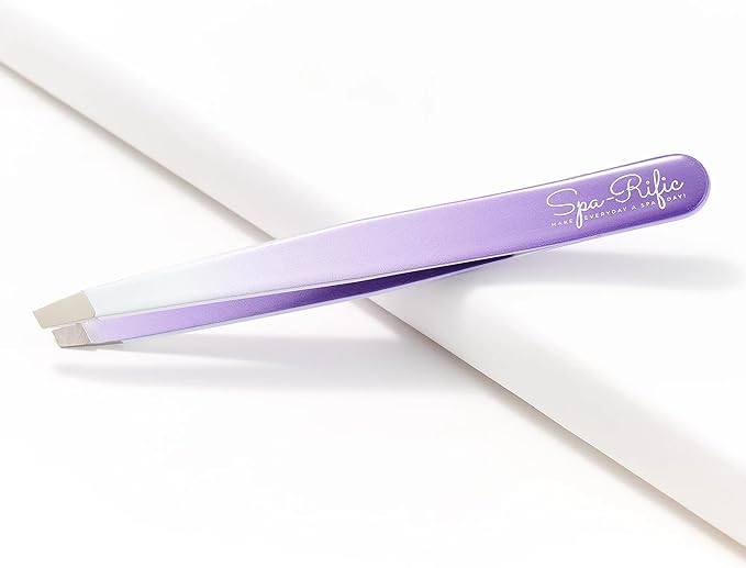 Spa-Rific Slant Tweezers - Handmade Precision Tool for Women & Men, 25 - Degree Angle for Shaping Eyebrows & Grooming Facial Countours, Eyebrow and Facial Hair Remover (Lilac Ombre)
