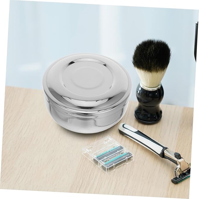 Stainless Steel Shaving Bowl with Lid for Men Sturdy Shave Soap Dish Travel-Friendly Shaving Cream Container for Wet Shave Home Salon Use