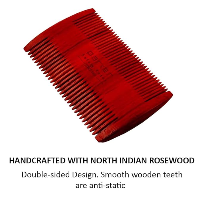 Parker Premium Rosewood Two-Sided Beard & Mustache Comb with Deluxe Felt Case