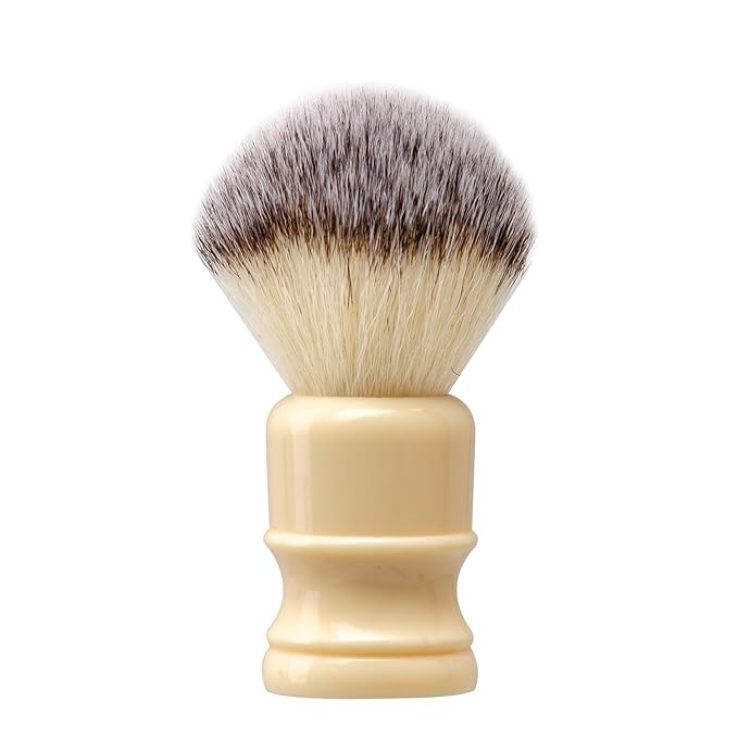 Grandslam Shaving Brush with Synthetic Hair, Cruelty-Free Shaving Cream Brush for Men, 100% Solid Resin Handle, Gently Exfoliates The Skin, 24mm Knot (Imitation ivory)