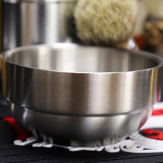 NOLITOY Stainless Steel Shaving Soap Bowl with Lid Silver Foaming Cream Mug for Men's Beard Grooming and Face Cleaning Tools