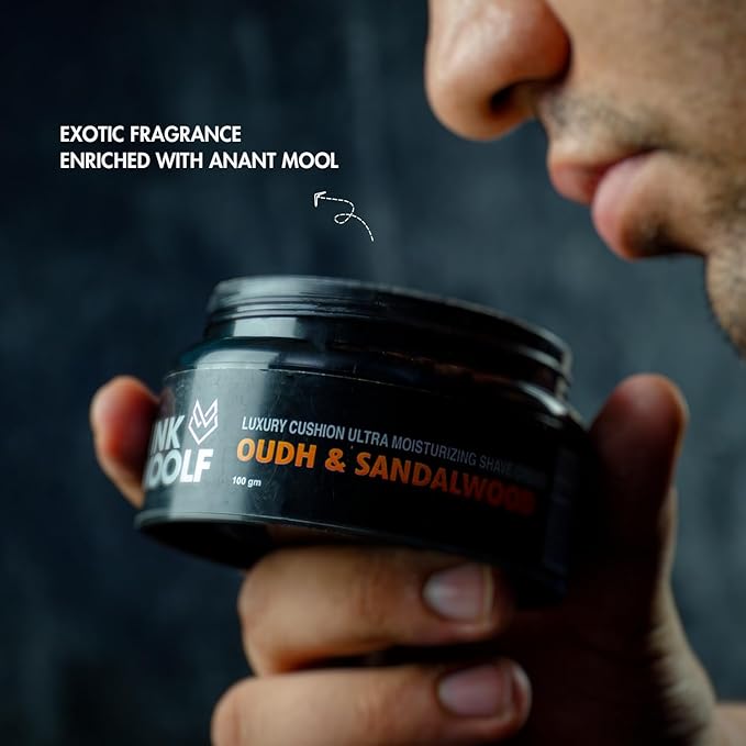 Oudh & Sandalwood Shaving Cream for Men & Women | Moisturizing Formula for Close, Comfortable Shave | Hydrates Skin, Softens Beard, Reduces Irritation | Smooth Shave Experience | 3.3 Oz