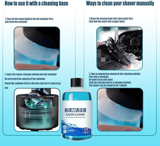 300ml Shaving Head Cleaner Refill Liquid Compatible For Philips(Series 3/5/7/9000) ，Quick Clean Cartridges – Replacement For Cleaning Cartridges (JC301 /JC302/CC13/CC16/HQ200) For Shaver Station(1PCS)