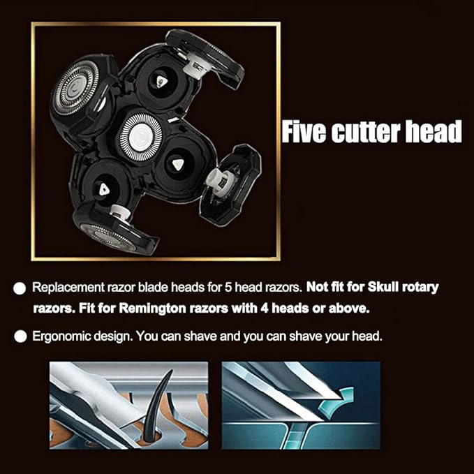 5 Head Shaver Heads, 2PCS Shaver Blade Heads Shaver Replacement for Electric Razor Shaving Bald Tool, Head and Face Electric Razor Shaver Head, Not Fit for Remington Razors