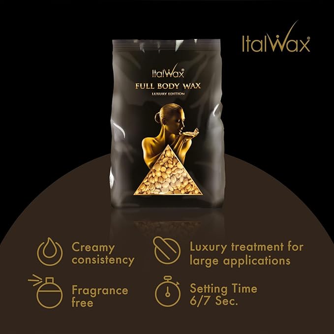 Italwax Luxury Full Body Wax - 1kg / 2.2lb - Hard wax beads for hair removal - Unscented - ideal for sensitive skins - Depilatory Cream, Film Wax - Full Body Wax Limited Edition