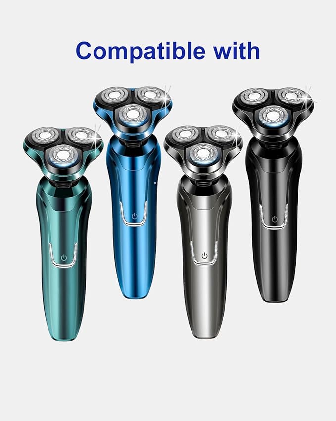 Handsome Face Replacement Blades for Handsomeface Replacement Head Electric Razor for Men Rotary Shaver, 3 Pack Replacement Heads, 2 Cleaning Brush