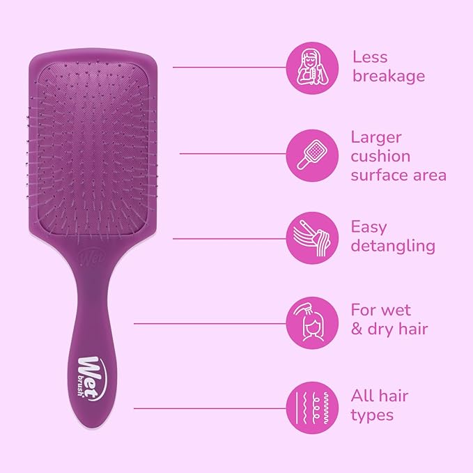 Wet Brush Paddle Detangler Hair Brush, Purple Frost - Ultra-Soft IntelliFlex Detangling Bristles with AquaVent Design - Spread Hair Treatments Evenly - Glides Through Tangles For All Hair Types