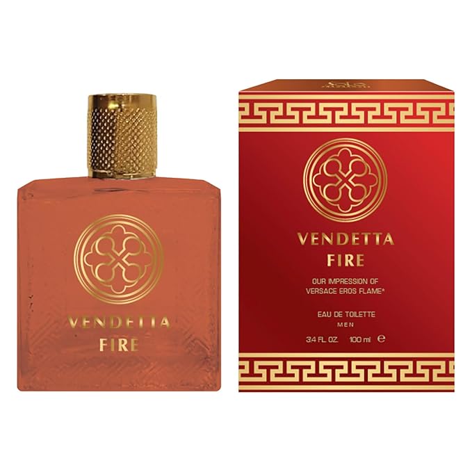 Vendetta Fire Impression Men's 3.4 oz Cologne | A Sophisticated, Long-Lasting EDT with Notes of Citrus, Black Pepper, Vanilla, and Patchouli