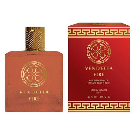 Vendetta Fire Impression Men's 3.4 oz Cologne | A Sophisticated, Long-Lasting EDT with Notes of Citrus, Black Pepper, Vanilla, and Patchouli