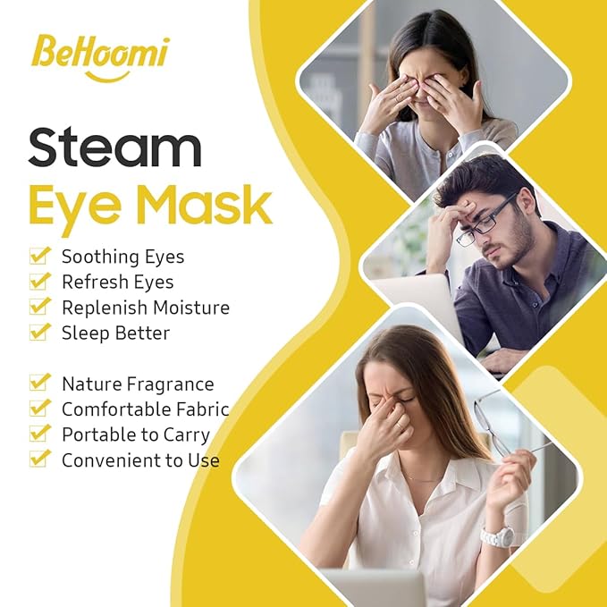 Steam Eye Mask, 10 Packs Heated Eye Mask, Self Heating Disposable SPA Warm Compress for Eyes Sleep Mask, Travel Essentials & Relaxation Gifts, Valentine's Day Gifts (Chamomile Scent)