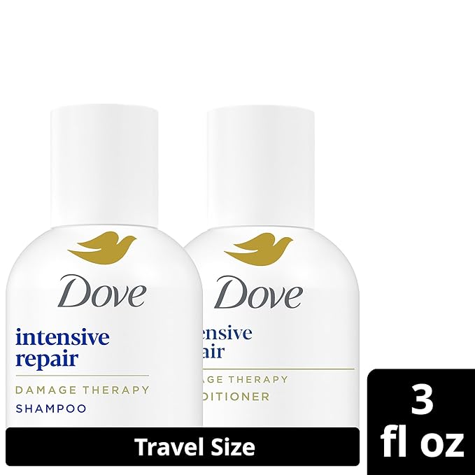 Dove Travel Essentials Shampoo and Conditioner Set – Dove Nutritive Solutions Intensive Repair for Damaged Hair, 3 Oz Ea