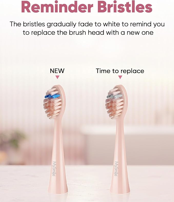 MySmile DY156 Electric Toothbrush for Adults, Rechargeable Sonic Battery Toothbrush Portable with 3 Brush Heads, 2 Mins 5 Modes Smart Timer, 45000VPM, One Charge for 60 Days - Pink
