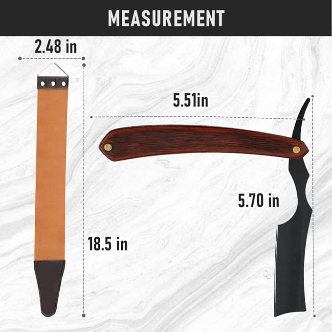 Straight Razor With Strope - Professional Straight Edge Barber Premium Stainless Steel Shaver With Shaving Strop for Men Home & Salon Grooming Using (NO.158)
