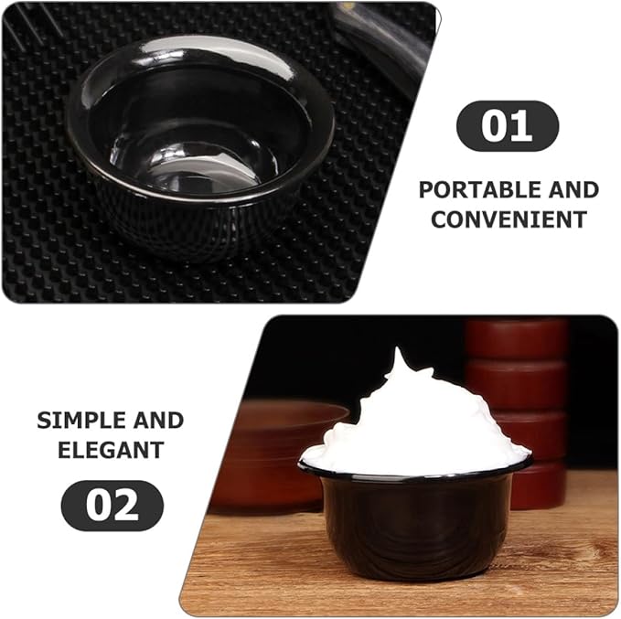 PRETYZOOM Reusable Men Shaving Soap Bowls 3pcs Black Household Shave Bowls with Wide Mouth for Easy Lathering and Daily Grooming