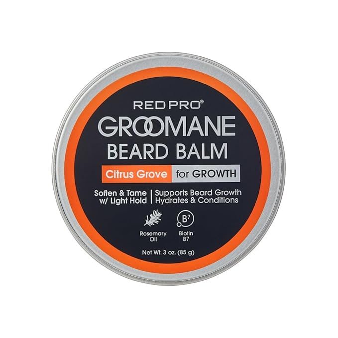 Red by Kiss Groomane Beard Balm, Soften & Tame, Light Hold, Promotes Full, Healthy Look Beard Strengthen Facial Hair, Reduce Breakage