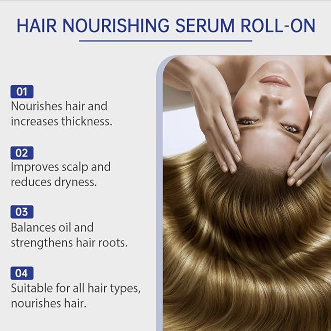 Hair Care Serum Roll On, Nourishing Scalp & Hair Treatment for Growth, Leave-In Rollerball Essence for Dry, Damaged Hairs 10ML (3pcs)