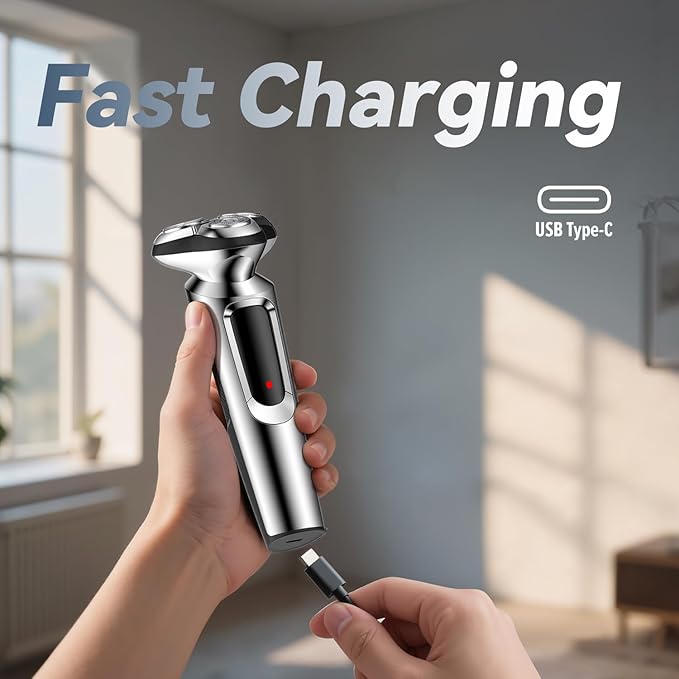 Electric Razor for Men, 2025 Upgraded Electric Shavers for Men, USB-C Rechargeable, Wet & Dry Shaver with Pop-up Trimmer and Travel Case (Black)