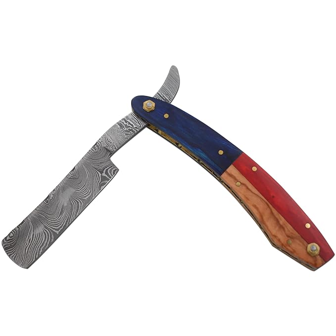 Straight Razor | Straight Edge-Razor Sharp High Hardness Real Damascus Steel Cutthroat Straight Edge-Blade | Barber Razor (326)