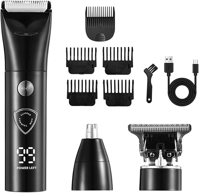 Body Hair Trimmer for Men - Electric Male Hygiene Grooming Shaver - Hair Razor Nose Trimmer Clippers - 3 in 1 Groin Groomer IPX5 Waterproof LED Display Remover for Chest Back Armpit