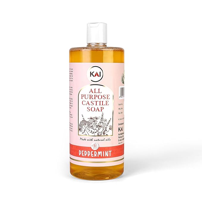 Liquid Peppermint Castile Soap; Concentrated and All-Purpose; Use for All Natural Body Wash, Face Cleanser, Hair Shampoo, Hands, Dishes, Laundry, Floors, and Pets; 32 Ounce (1 Pack)