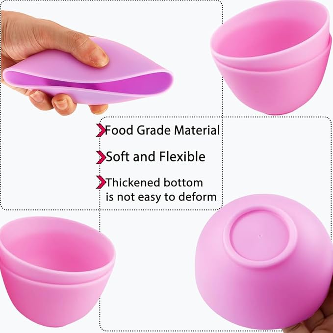 6 Pack Silicone Face Mask Mixing Bowls - Microwave & Freezer Safe, Non-Stick Esthetician Bowls for DIY Skincare, Clay Masks, Hair Color, 3.3-inch Esthetician Supplies(Purple)