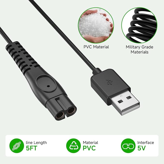 Auspow 5V Charger Fit for Philips Norelco Wet & Dry Electric Shaver Series 2000 2400 2600 3600 3900 5400 5000X 7200 i9000,3000 5000 7000 9000, Fit for Phillips OneBlade QP2724 QP2834 Trimmer Razor