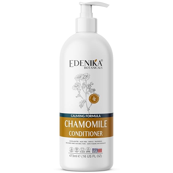 Chamomile Conditioner with Cocoa Butter, Aloe Vera & Papaya, 16 fl oz, Calming & Volumizing Formula, Vegan, Sulfate-Free, Paraben-Free, for All Hair Types