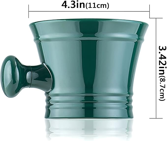 Linkidea Acrylic Shaving Mug with Knob Handle, Deep Size Wet Shaving Cup, Razor Shave Soap and Cream Bowl for Men, Green