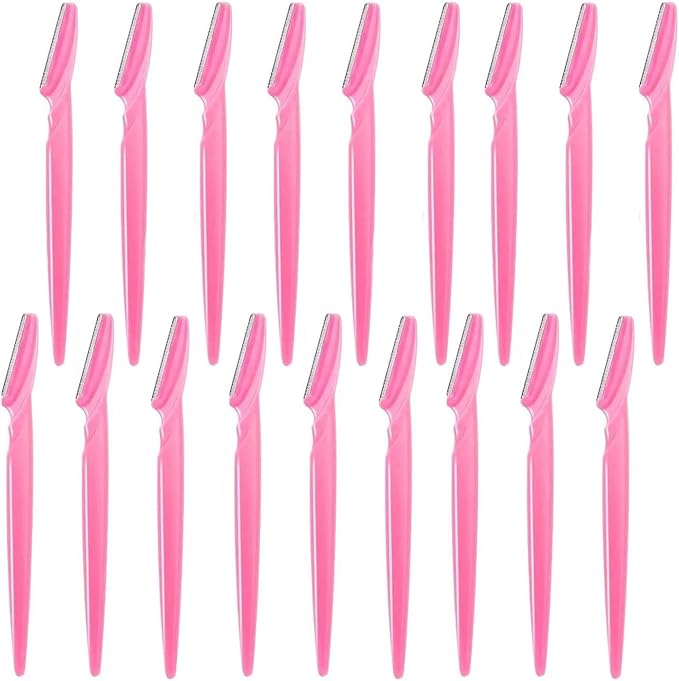 18Pcs Pink Eyebrow Razor Multipurpose Exfoliating Dermaplaning Tool Trimming and Shaving Grooming Face Razor and Eyebrow Shaper for Women