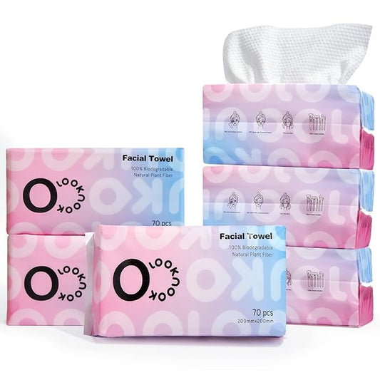 Disposable Face Towel, 50% Thicker, Soft for Sensitive Skin, Multipurpose Cleaning Cloth, 70 Count, 6 pack