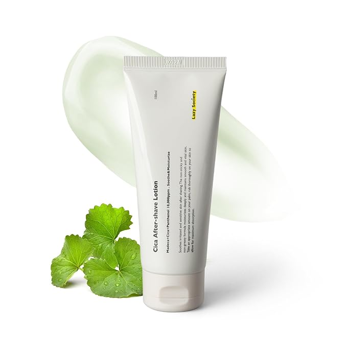 Lazy Society Cica Aftershave Lotion 3.38 fl oz – Soothing Post-Shave Moisturizer with Centella, Refreshing Lightweight Formula for Men’s Sensitive Skin