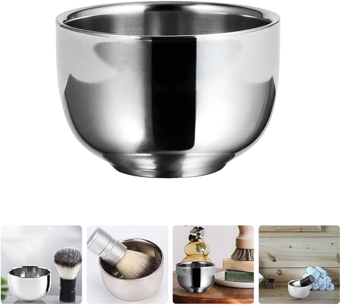TEHAUX Stainless Steel Shaving Foaming Bowl for Men Rustproof Shaving Cream Container Grooming Shave Soap Bowl for Daily Use