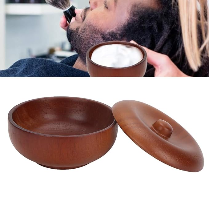 Wooden Shaving Brush Bowl Barber Tool for Organizing Shaving Accessories, Made of Durably Rubber Wood, Lightweight and to, Ideal for Creating Rich
