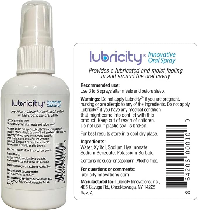 Lubricity Dry Mouth Oral Spray for Symptomatic Relief of Dry Mouth, Flavorless - 2 oz, 30 Day Supply