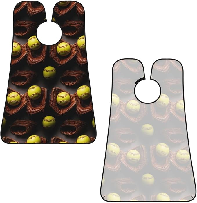 Waterproof Grooming Apron, Non-Stick Beard Bib with Suction Cups, for Retro Vintage Sports Softball Ball