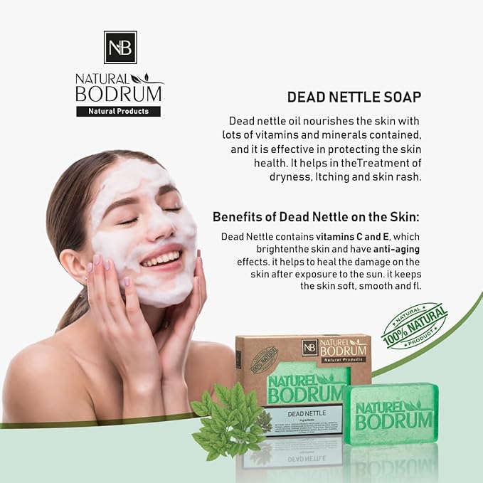 Dead Nettle Organic Soap Bar for Women and Men, Pack of 4 Glycerin Soap Bars - Botanical Body Bars – Gentle Herbal Cleanser - Natural & Vegan Spa Gift, for All Skin Types