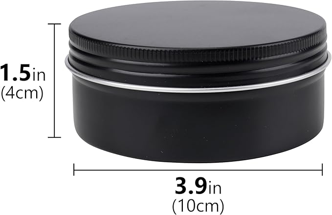 Linkidea Aluminum Shaving Soap Screw Top Tin with Cover, Shaving Soap Storage Replacement Case, Shaving Soap Box for Travel (Black)