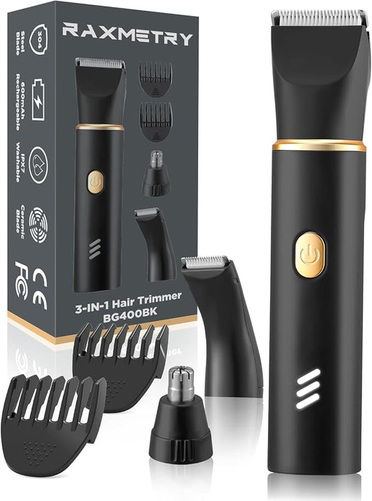 Manscape Body Hair Trimmer for Men-3 in 1 Electric Razor Groin Groomer,IPX7 Waterproof,Versatile Hair Trimmer for Ball/Pubic/Chest/Beard/Nose,USB-C Rechargeable,Gifts for Him Dad