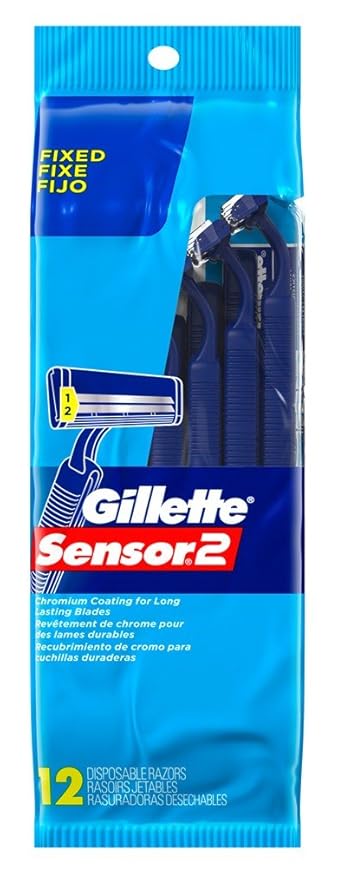Gillette Mens Sensor 2 Razor Disposable 12 Count (Pack of 3)