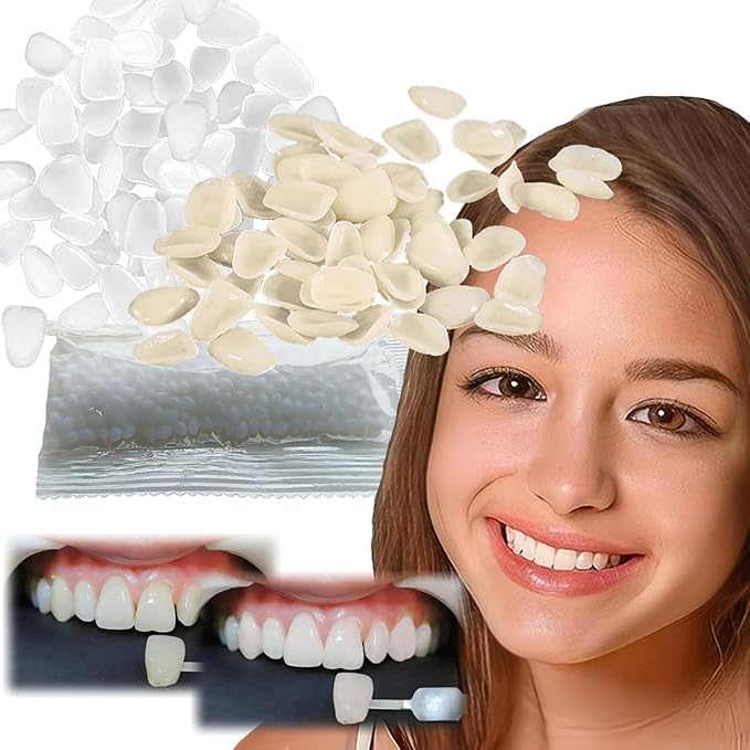 Temporary Tooth Repair Kit-Thermal Fitting Beads Granules and Fake Teeth for Temporary Moldable Fake Teeth and Thermal Beads Replacement Kit.【Teeth - Piece Yellow + White】 80Pcs