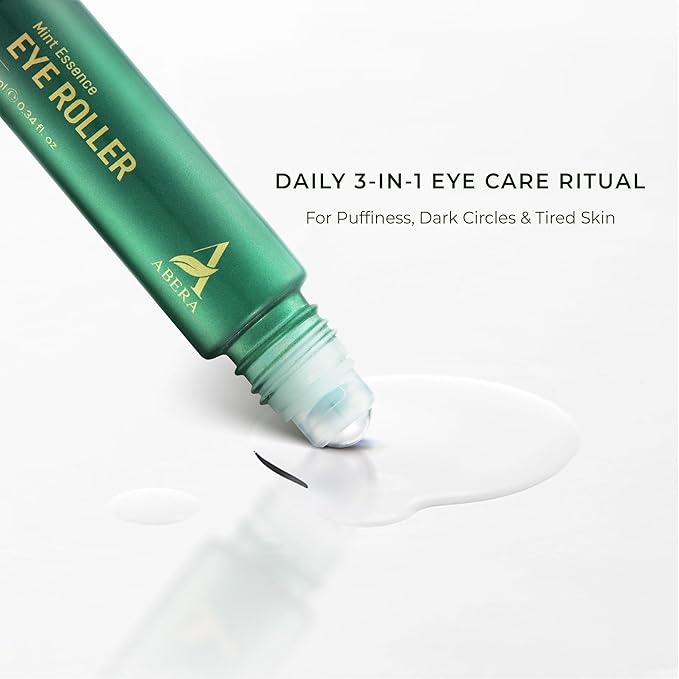 ABERA Folliculitis Shower Gel, High-Performance BHA Body Wash, Wild Bitter Melon Extract, 1 Box + Eye Roller Serum | Eye Bags, Dark Circles & Puffiness Treatment | Mint Essence with Vit C & Peptides