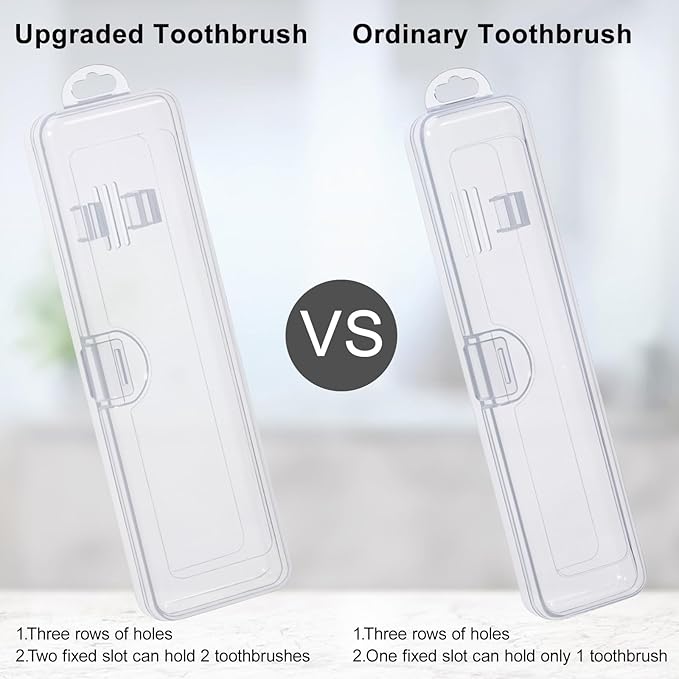Yeeco Toothbrush Case 2 Packs, Transparent Toothbrush Travel Case, Plastic Toothbrush Holder Travel Size, 7.87 x 2.36x 1.18 inches Portable for Traveling Can Palce 2 Toothbrushes,Clear