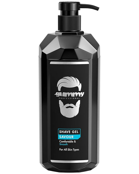 Gummy Professional Savour Shave Gel with Pump – Clear Unscented Formula for Precision Razor Glide and Smooth Shaves – Transparent Fragrance Free Grooming for All Skin Types – 33.81 fl oz / 1000 ml