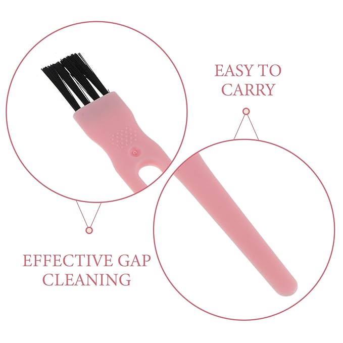 60pcs Electric Razor Shaver Cleaning Brush - Pink Plastic Handle Gap Detail Brush - Nylon Bristle Cleaning Tool for Trimmer Dust Removal and Crevice Care