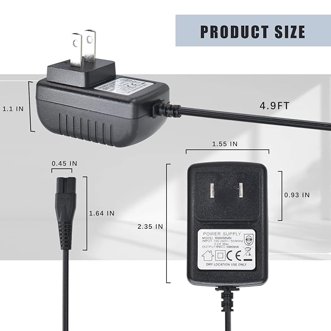 Replacment Charger for BaByliss PRO Trimmer, 4.5V Power Adapter Compatible with BaByliss Hair Clippers Model PRO FX870 FX788 FX787 FXSSM FX820 FX726 FX825 Shaver Charging Cord