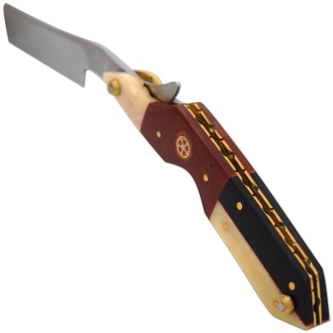 Straight Razor | Straight Edge-Razor Red Wood & Bone Handle- Sharp | High Hardness Stainless Steel Cutthroat Straight Edge Blade | Barber Razor (216)
