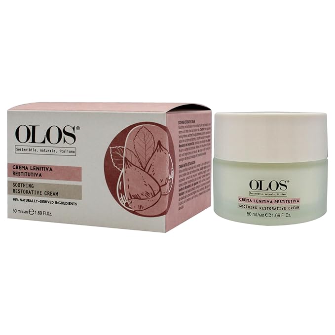 Olos Soothing Restorative Cream - Face Moisturizer - Face Lotion for Stress Signs and Redness - Face Cream with Aloe, Macadamia, Avocado Oil - 1.7 oz