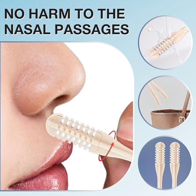 Nasal Hair Cutter, Manual 360° Rotating Nose Hair Trimmer Removal Razors with Ear Picker,2 in 1 Double Sided Nose Hairs Knife Portable Removal Tool for Women Men (B-Khaki/8pcs)